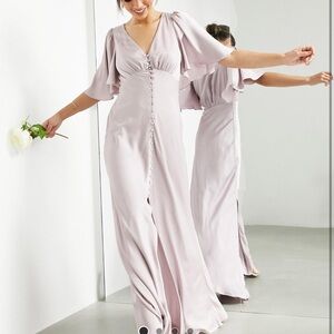 Elegant Lavender Flutter Sleeve Maxi Dress